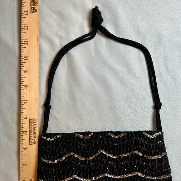 Vintage Beaded Purse Black Sequin Evening Bag Made in Hong Kong Fashion Imports - Picture 3 of 8